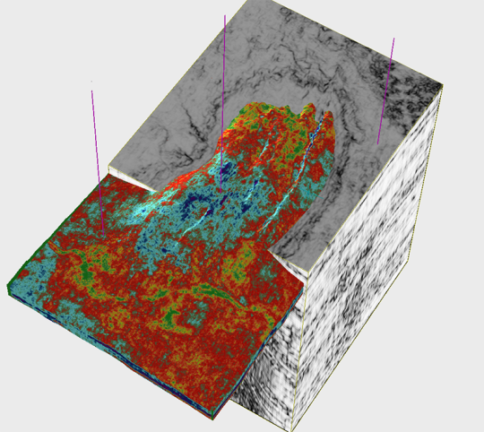 Channel Feature filled with low acoustic impedance (high porosity) lithology